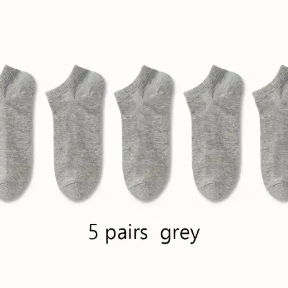 5pairs Unisex Solid Color Socks (Size 6-9) "GRAY" ~ NEW!!!